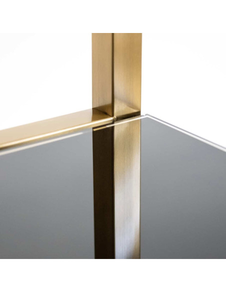Étagère vitrine dorée brossée en verre et acier inoxydable 108x29x230 cm Magnus
