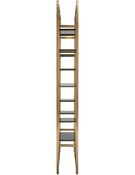Étagère vitrine dorée brossée en verre et acier inoxydable 108x29x230 cm Magnus