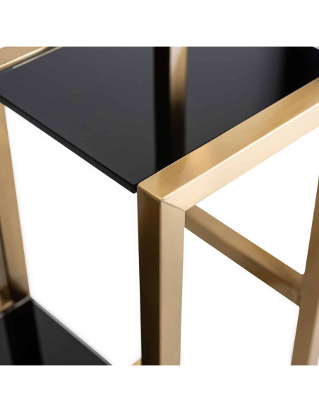 Étagère vitrine dorée brossée en verre et acier inoxydable 108x29x230 cm Magnus