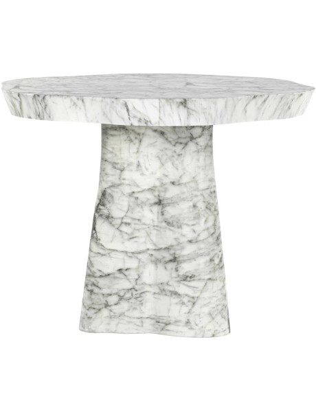 Table de jardin ronde effet marbre blanc 100x100x76 cm...