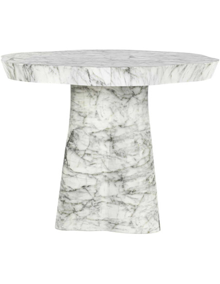 Table de jardin ronde effet marbre blanc 100x100x76 cm Rockyard