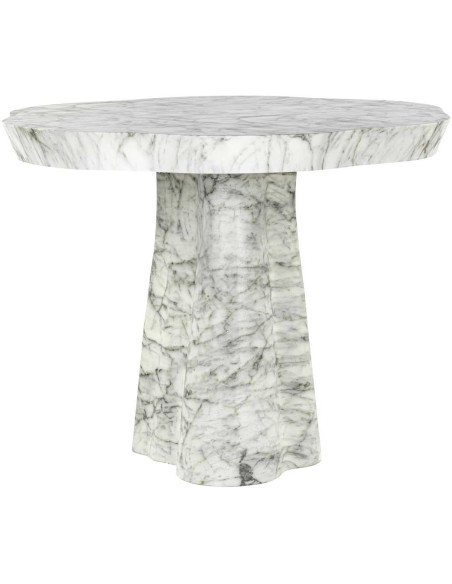 Table de jardin ronde effet marbre blanc 100x100x76 cm Rockyard