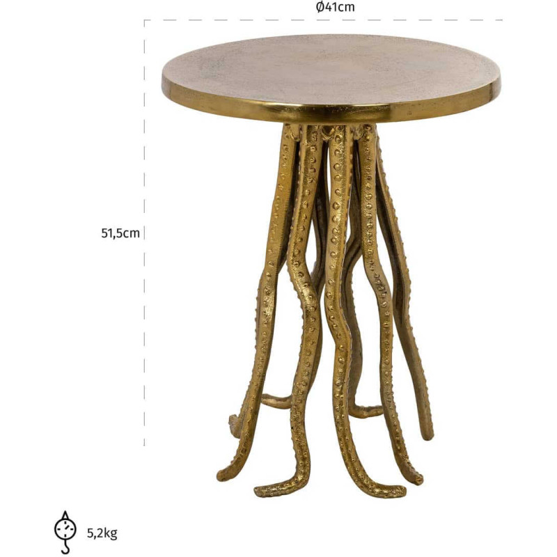 Table d’appoint dorée en aluminium...