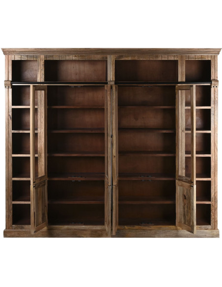 Bibliothèque manguier verre et métal avec échelle 248 cm Lioran