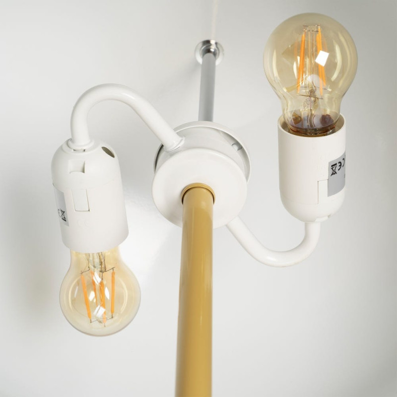 Lampadaire moutarde en métal avec...