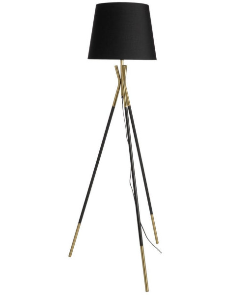 Lampadaire trépied noir et doré avec abat-jour 159 cm...