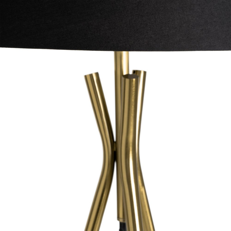 Lampadaire trépied noir et doré avec...