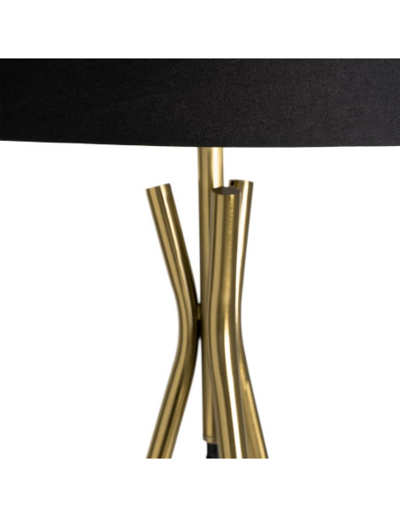 Lampadaire trépied noir et doré avec abat-jour 159 cm Brévalis