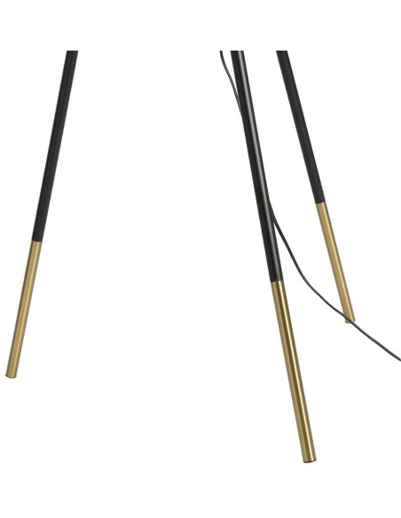 Lampadaire trépied noir et doré avec abat-jour 159 cm Brévalis