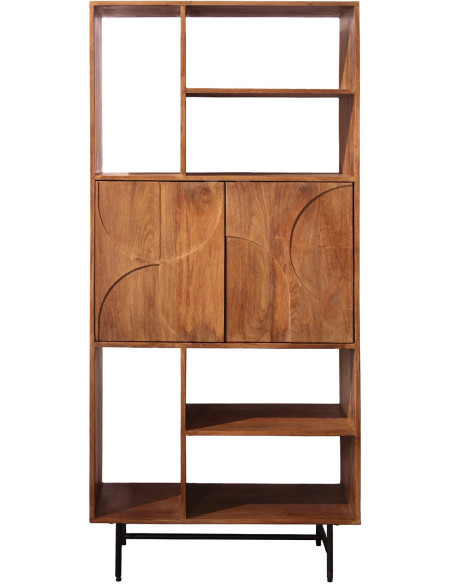 Bibliothèque en bois de manguier 2 portes 80 cm Kavella