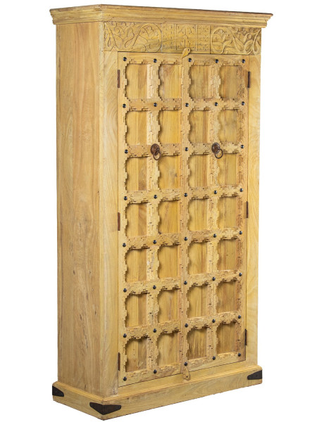 Armoire en bois de manguier sculptée 2 portes 180 cm Virelda
