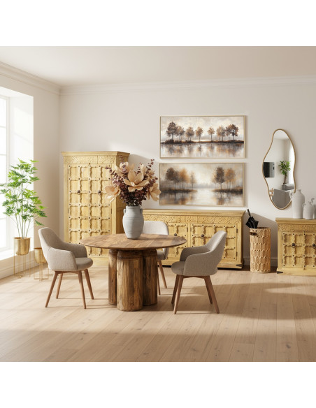 Armoire en bois de manguier sculptée 2 portes 180 cm Virelda