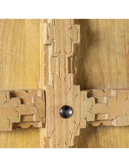 Armoire en bois de manguier sculptée 2 portes 180 cm Virelda
