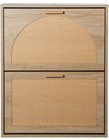 Meuble à chaussures cannage 2 portes abattantes 60 cm Evarine