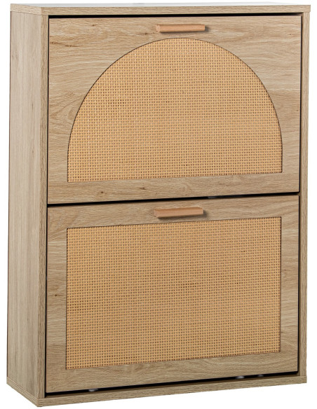 Meuble à chaussures cannage 2 portes abattantes 60 cm Evarine