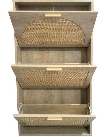 Meuble à chaussures cannage 3 portes abattantes 115 cm Evarine