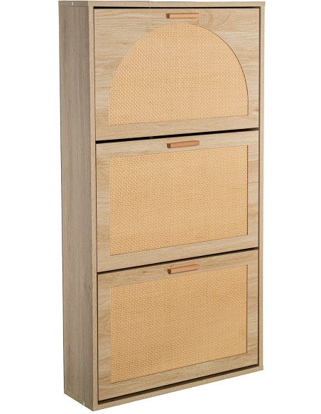 Meuble à chaussures cannage 3 portes abattantes 115 cm Evarine