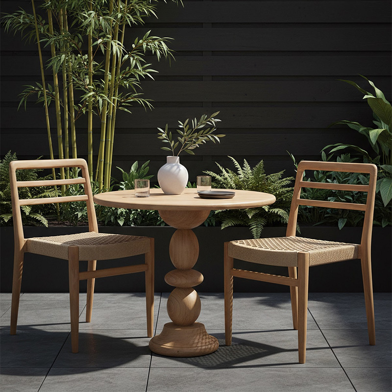 Table de jardin ronde en teck 69 cm Tao