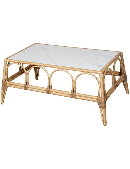 Salon de jardin 5 places aluminium rotin naturel Sand Coast