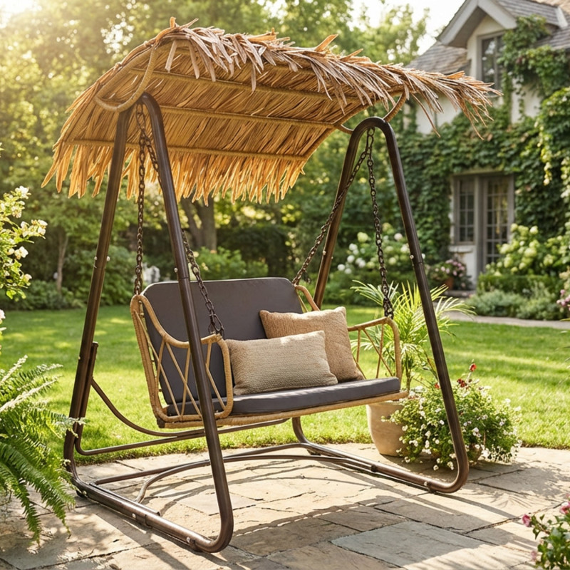 Balancelle de jardin toit tropical...