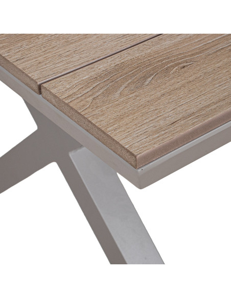 Ensemble repas jardin 6 places aluminium polywood Calyra