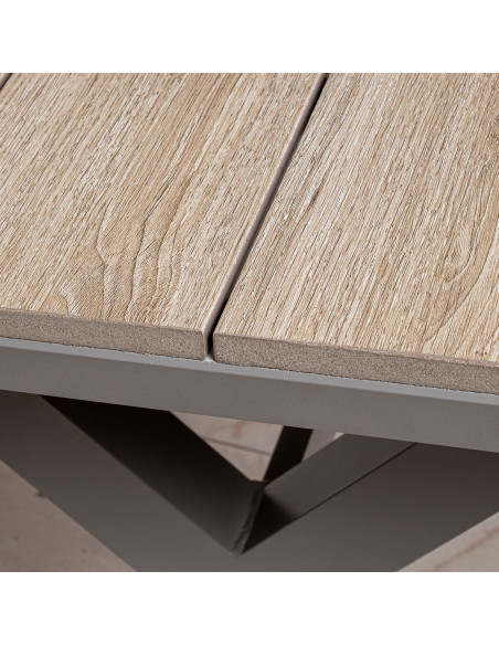 Ensemble repas jardin 6 places aluminium polywood Calyra