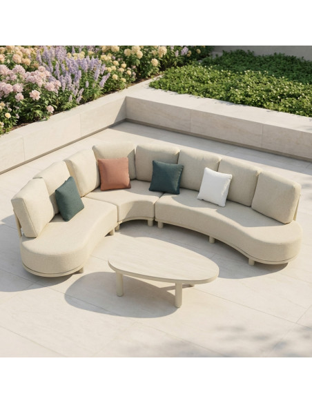 Salon de jardin modulable d’angle aluminium corde avec table Virelia