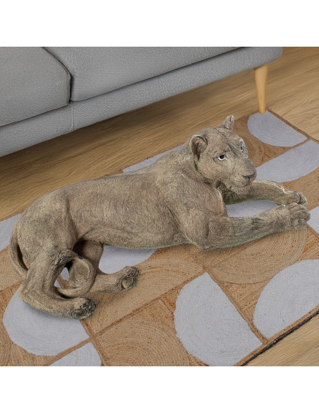 Statue lionne couchée en résine 81 cm Avelora