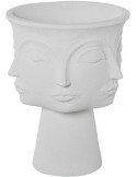 Cache-pot extérieur 3 visages blanc en résine 62 cm Veyrane