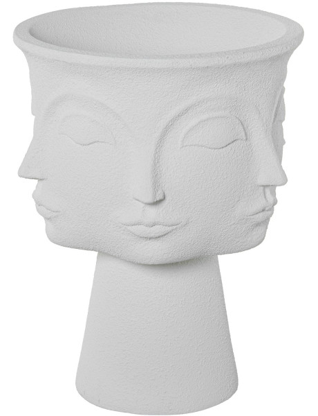 Cache-pot extérieur 3 visages blanc en résine 62 cm Veyrane