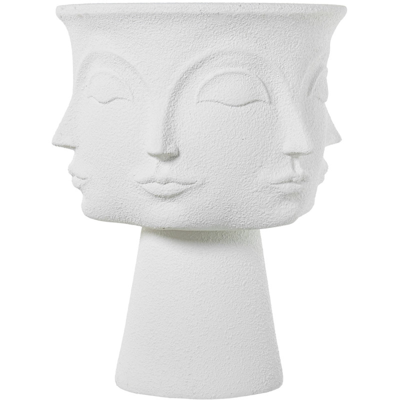 Cache-pot extérieur 3 visages blanc...