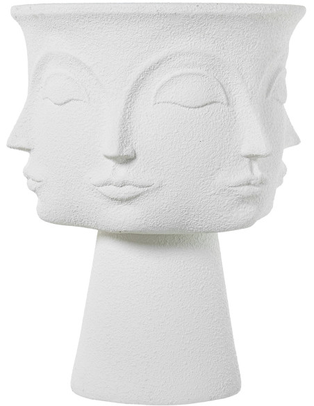 Cache-pot extérieur 3 visages blanc en résine 62 cm Veyrane