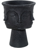 Cache-pot extérieur 3 visages noir en résine 62 cm Veyrane