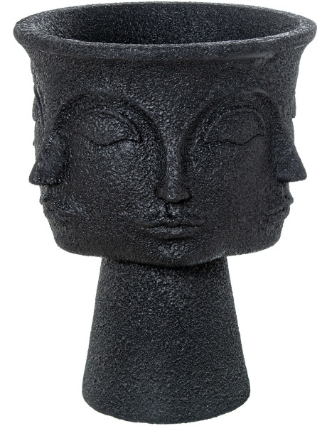 Cache-pot extérieur 3 visages noir en résine 62 cm Veyrane