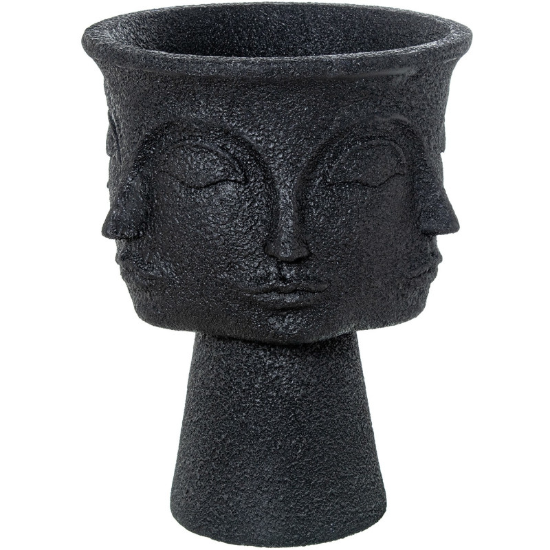 Cache-pot extérieur 3 visages noir en...