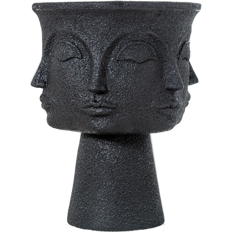 Cache-pot extérieur 3 visages noir en...