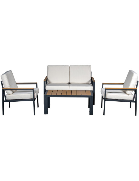 Salon de jardin aluminium anthracite 4 pièces Maelia