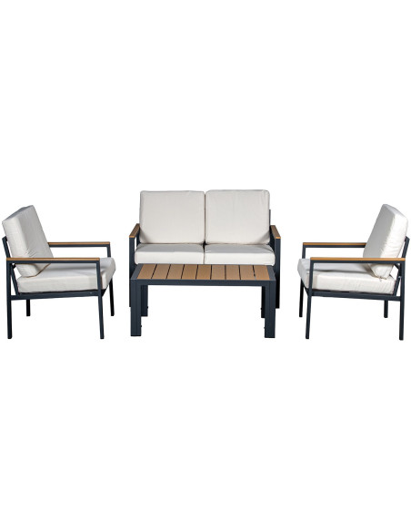 Salon de jardin aluminium anthracite 4 pièces Maelia