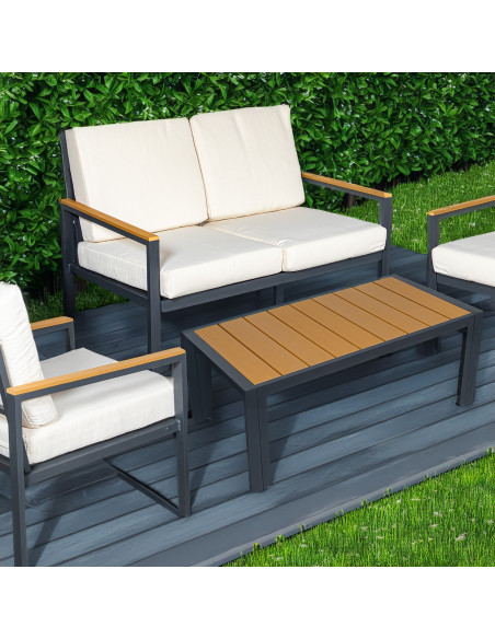 Salon de jardin aluminium anthracite 4 pièces Maelia