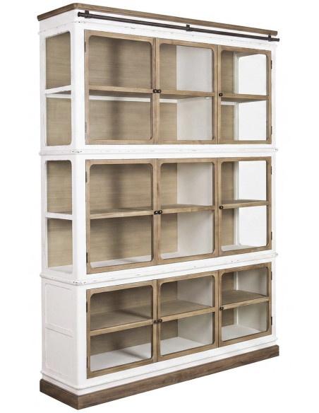 Vitrine bibliothèque bois et verre 180x45x240 cm Velmora