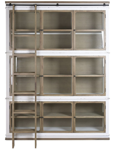 Vitrine bibliothèque bois et verre 180x45x240 cm Velmora