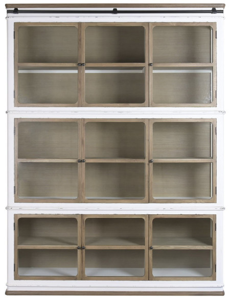 Vitrine bibliothèque bois et verre 180x45x240 cm Velmora