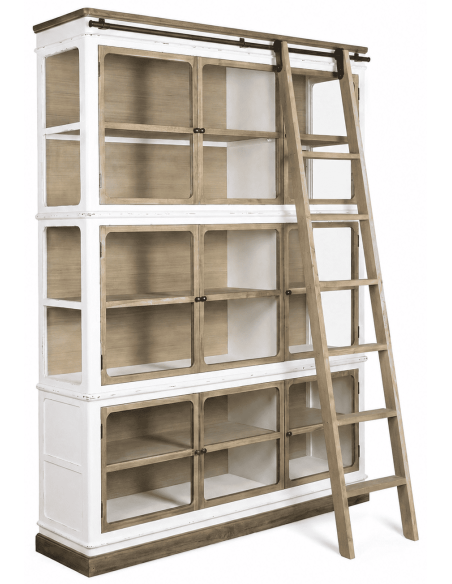 Vitrine bibliothèque bois et verre 180x45x240 cm Velmora