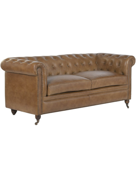 Canapé Chesterfield cuir véritable camel 3 places...