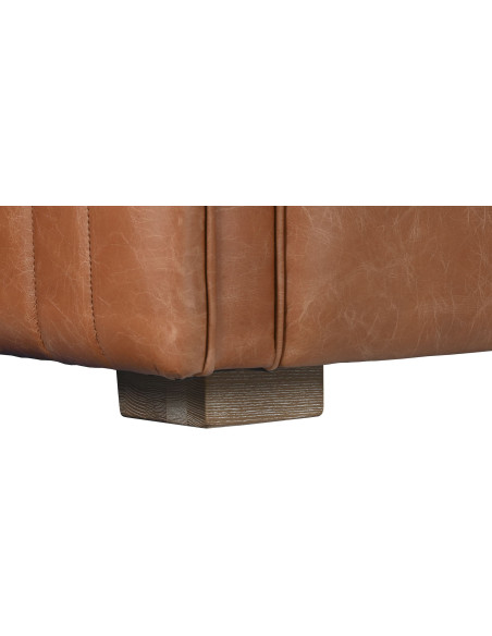 Canapé droit cuir véritable cognac 4 places 246x92x73 cm Arvélio