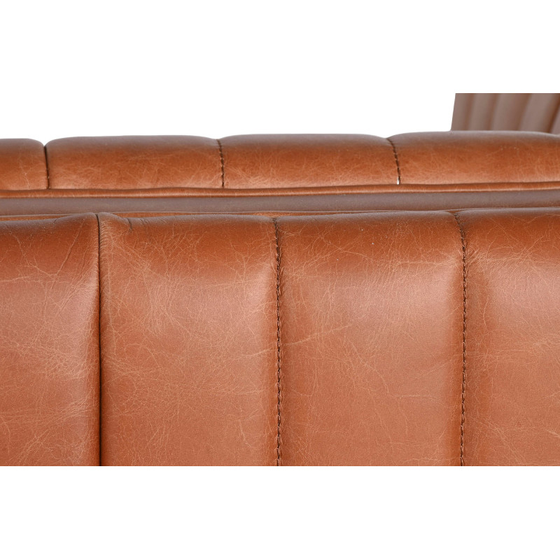 Canapé droit cuir véritable cognac 4...