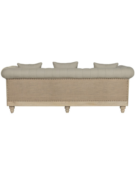 Canapé beige capitonné en bois et polyester 225 cm Aveloria