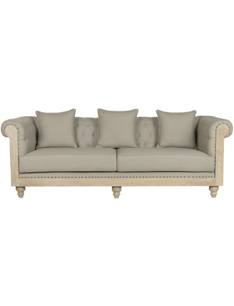 Canapé beige capitonné en bois et polyester 225 cm Aveloria