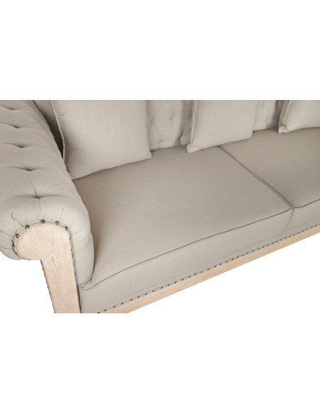 Canapé beige capitonné en bois et polyester 225 cm Aveloria