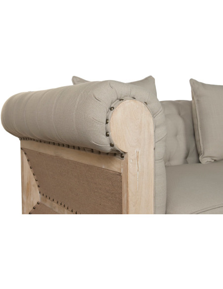 Canapé beige capitonné en bois et polyester 225 cm Aveloria